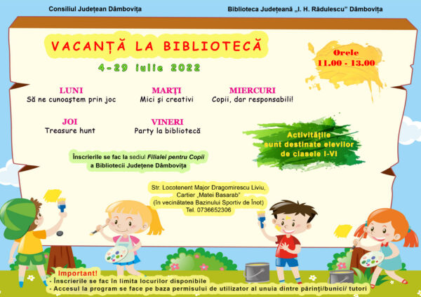 Oficial Media - Programul „Vacanţă la bibliotecă” (4-29 iulie 2022)