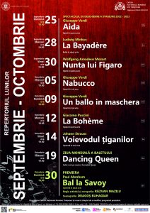 Repertoriul lunilor septembrie si octombrie 2022 Opera Nationala Romana din Timisoara