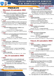 PROGRAM - ZILELE BIBLIOTECII - 23-25 noiembrie 2022 --FINAL