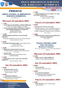 PROGRAM - ZILELE BIBLIOTECII - 22-24 noiembrie 2023