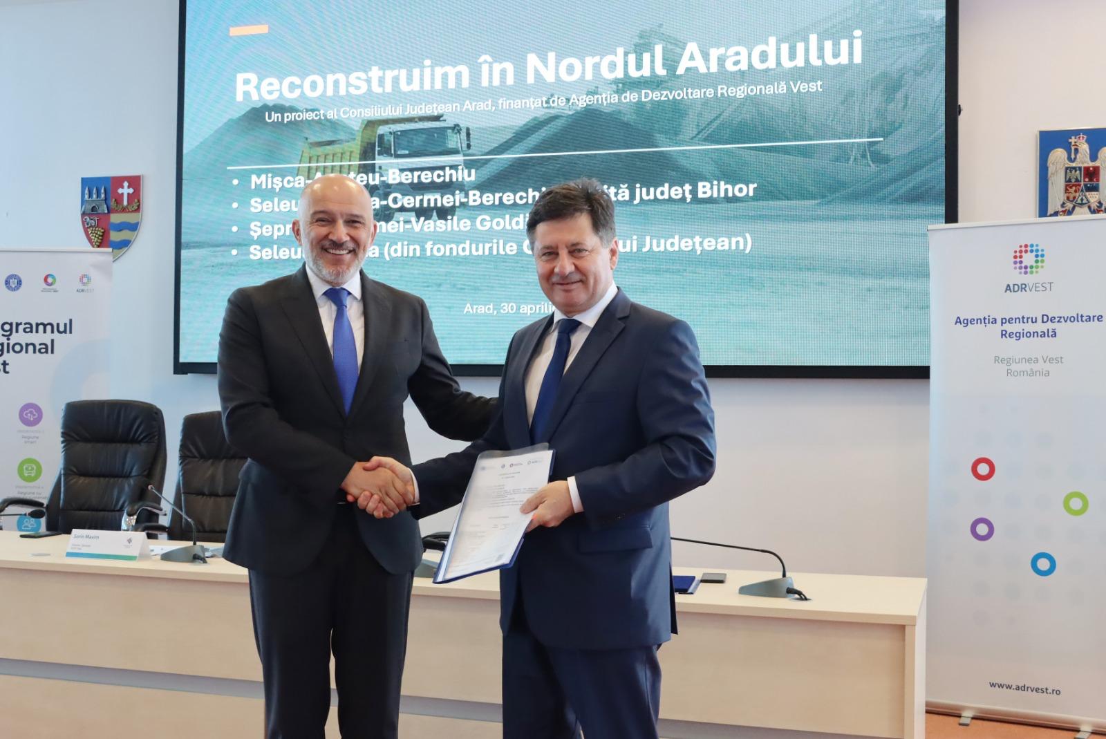 Primele proiecte contractate prin Programul Regional Vest pentru modernizarea drumurilor județene, în Arad și Hunedoara: fonduri nerambursabile de 62,7 milioane euro