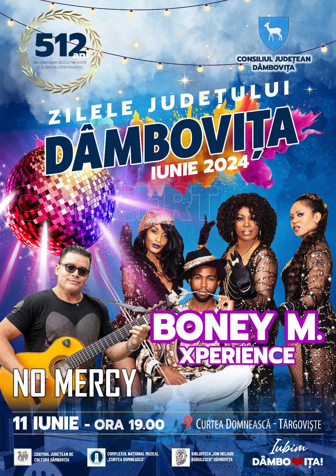 Zilele Județului Dâmbovița, 31 mai- 13 iunie 2024: No Mercy, Boney M Xperience, Liviu Teodorescu & Band, Andia, Delia, 3 Sud Est și The Motans
