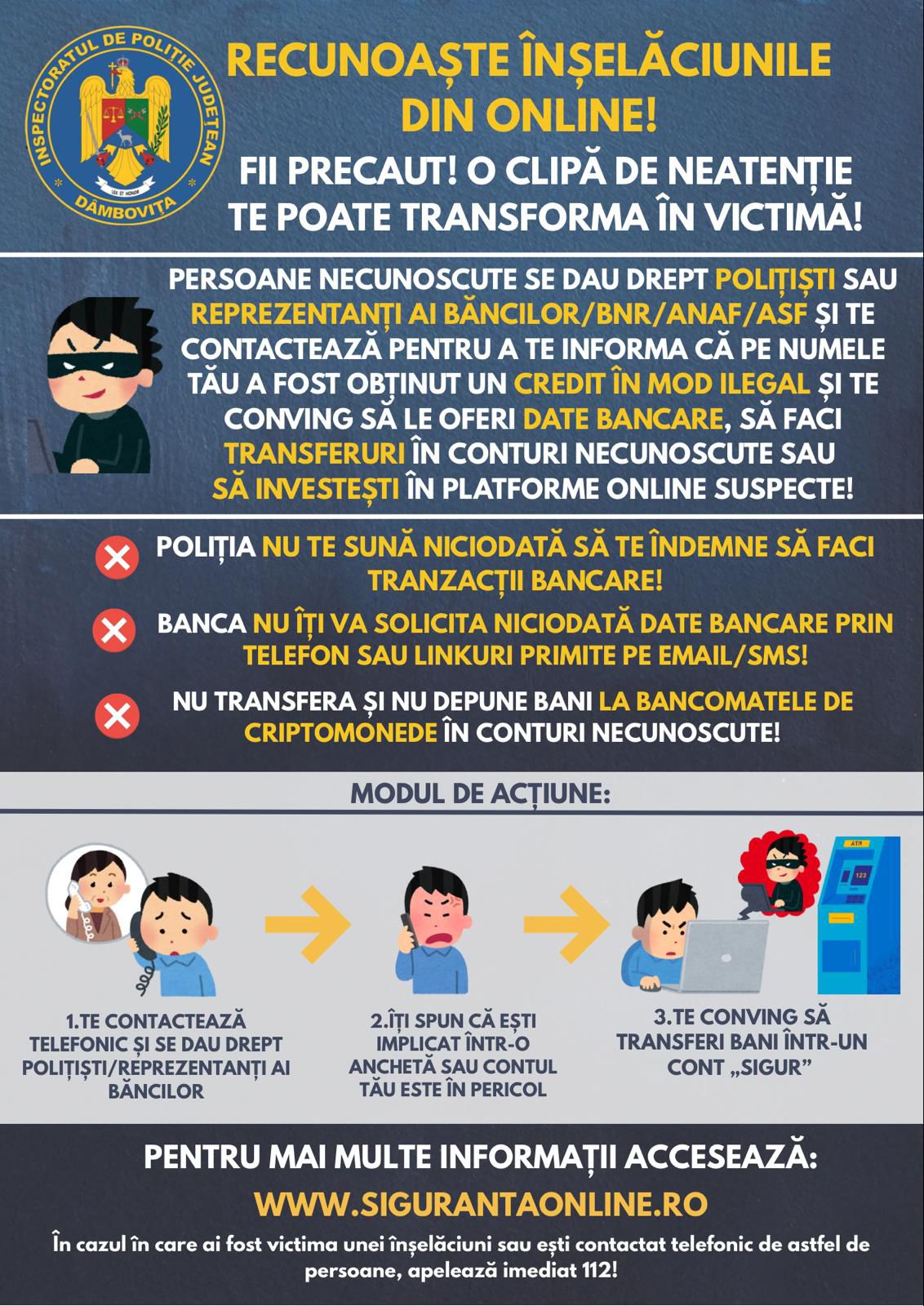 Inspectoratul de Poliție Județean Dâmbovița: Noi metode de înșelăciune a cetățenilor în mediul online